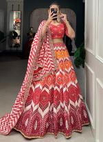 Vaishali Silk Red Navratri Wear Digital Printed Lehenga Choli